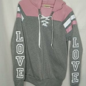 Woman's hoodie gray/pink Small